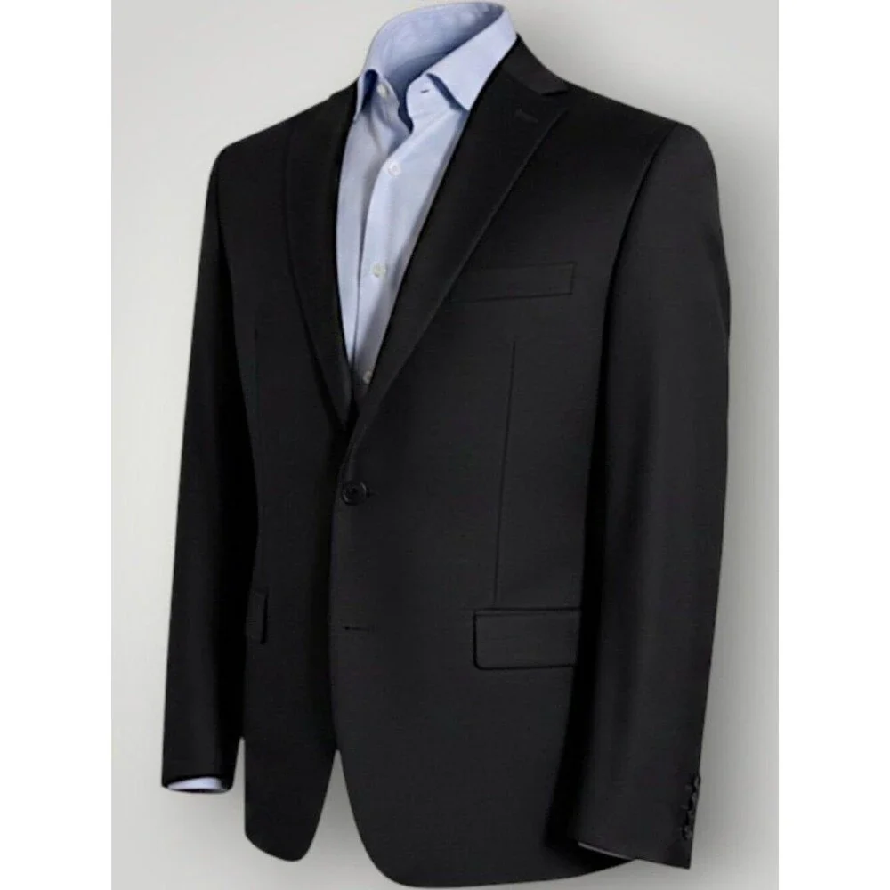 RALPH LAUREN Mens Blazer Sport Coat 2-Button Suit Jacket 50R Black Stretch Wool